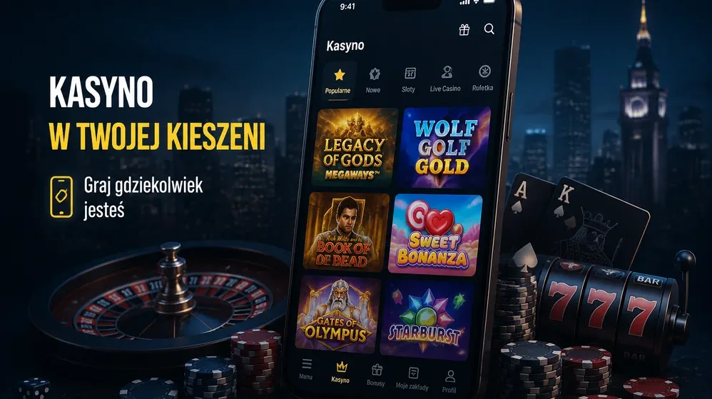 ekran smartfona z interfejsem kasyna mobilnego